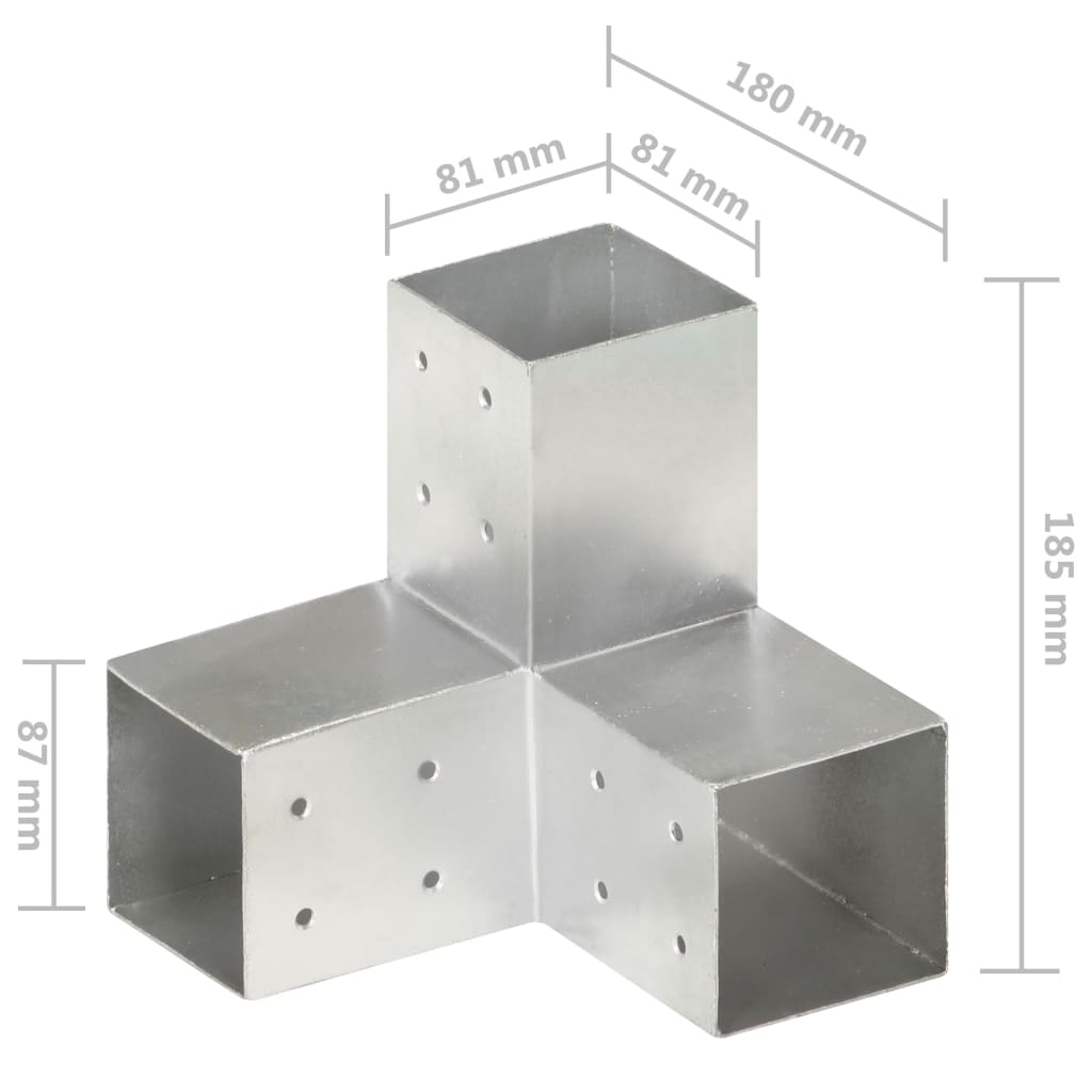 vidaXL Connecteur de poteau Forme en Y Métal galvanisé 81x81 mm