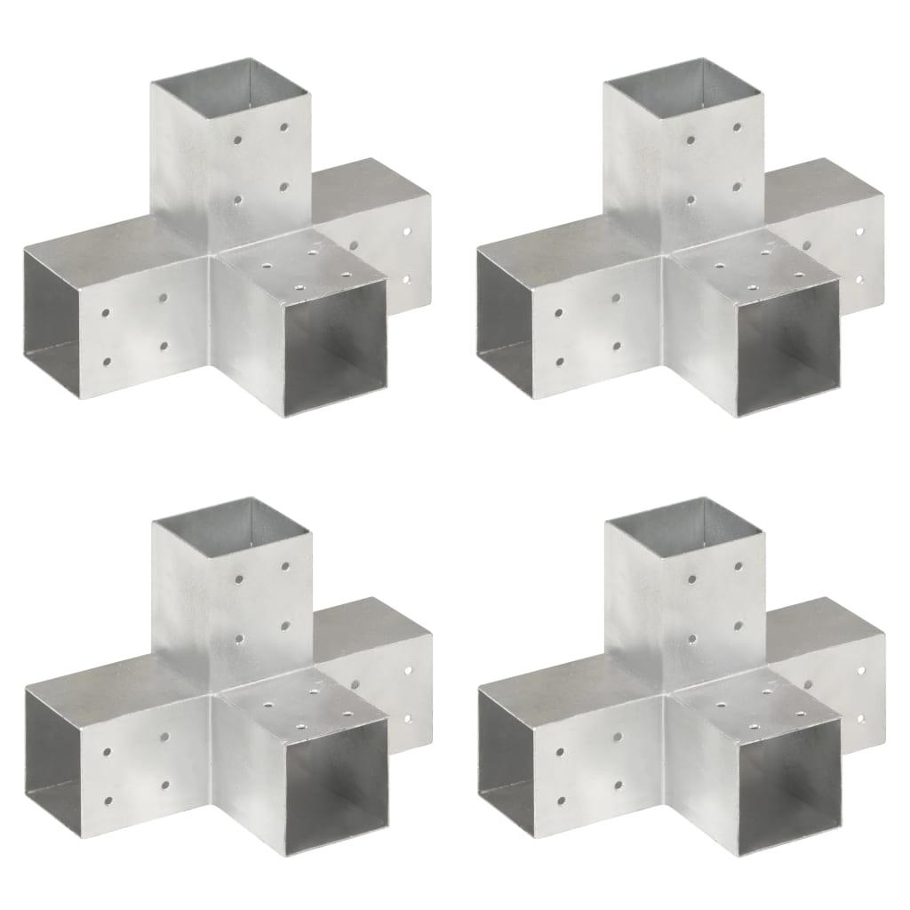 vidaXL Connecteurs de poteau 4 pcs Forme en X Métal galvanisé 81x81 mm