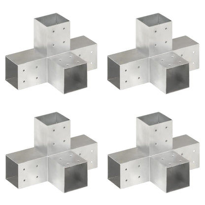 vidaXL Connecteurs de poteau 4 pcs Forme en X Métal galvanisé 81x81 mm