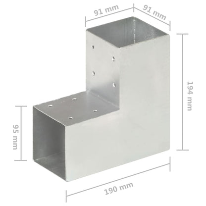 vidaXL Connecteurs de poteau 4 pcs Forme en L Métal galvanisé 91x91 mm