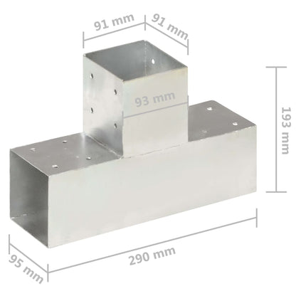 vidaXL Connecteurs de poteau 4 pcs Forme en T Métal galvanisé 91x91 mm