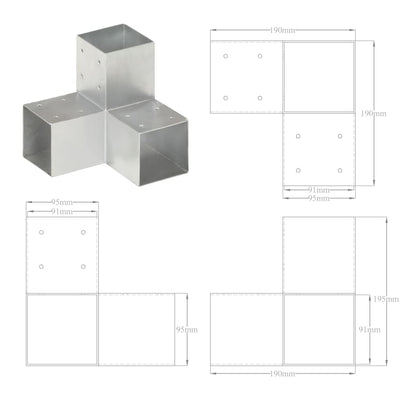 vidaXL Connecteur de poteau Forme en Y Métal galvanisé 91x91 mm