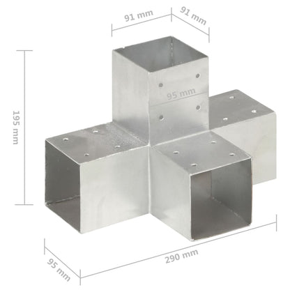 vidaXL Connecteur de poteau Forme en X Métal galvanisé 91x91 mm