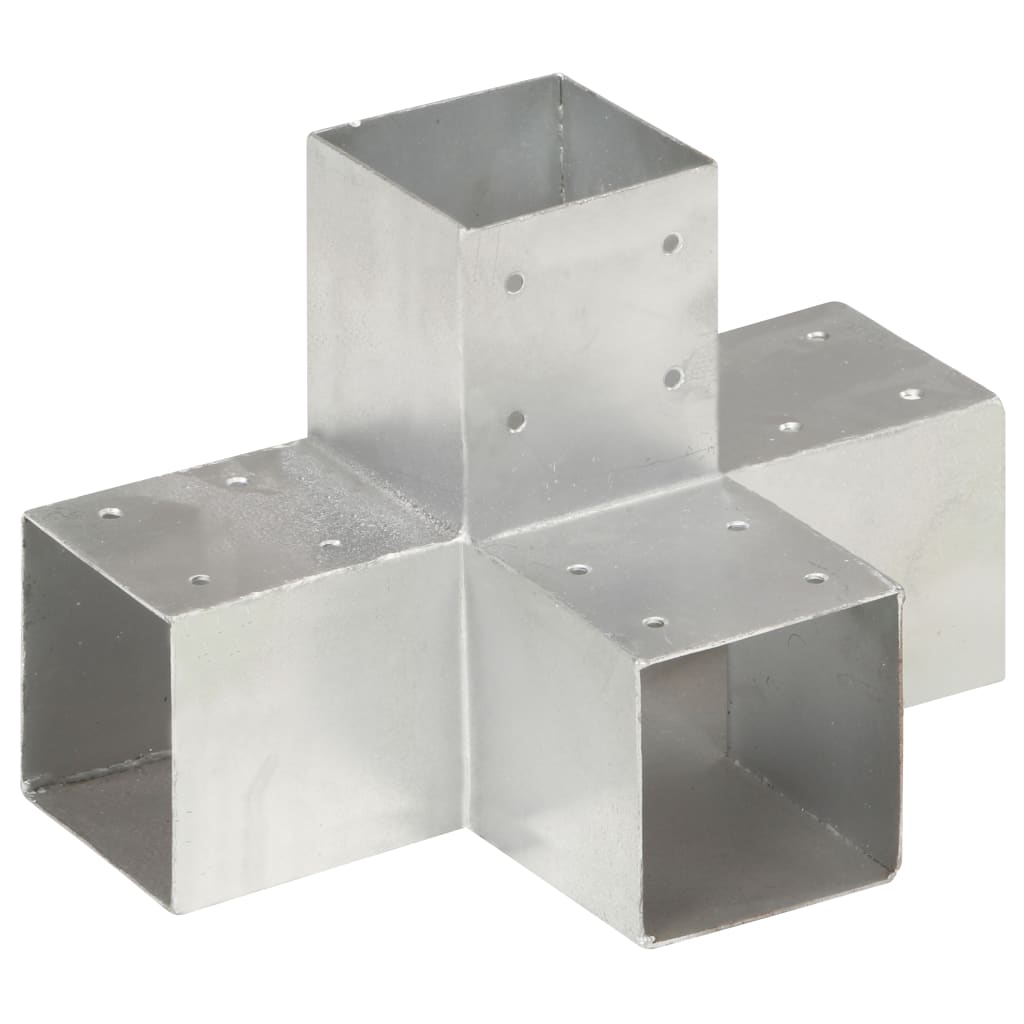 vidaXL Connecteurs de poteau 4 pcs Forme en X Métal galvanisé 91x91 mm