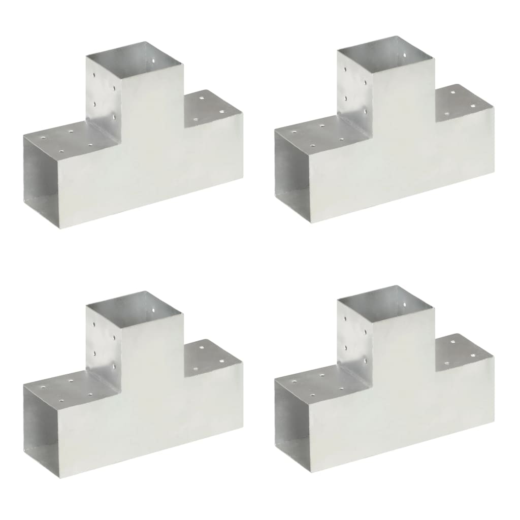 vidaXL Connecteurs de poteau 4pcs Forme en T Métal galvanisé 101x101mm