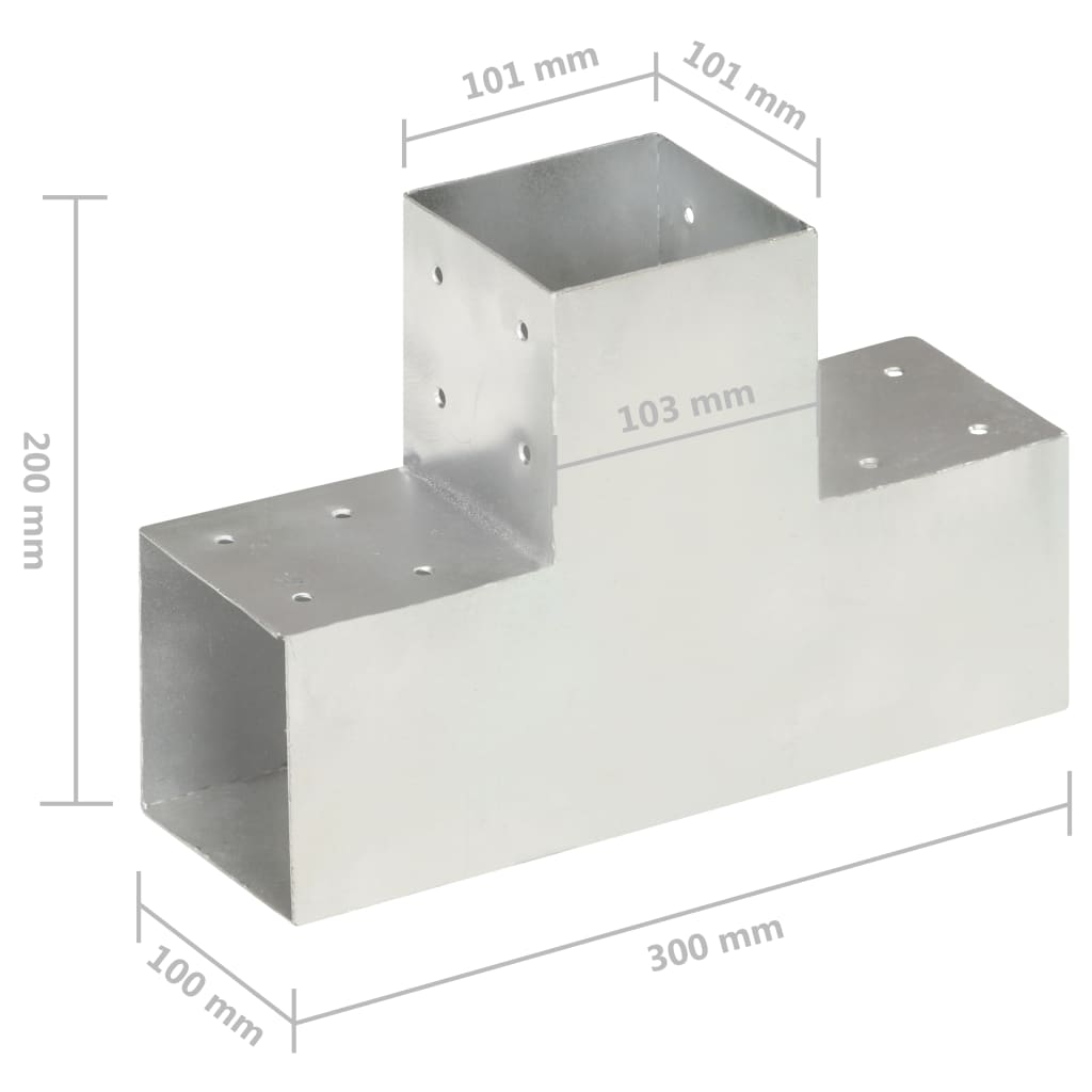 vidaXL Connecteurs de poteau 4pcs Forme en T Métal galvanisé 101x101mm
