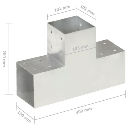 vidaXL Connecteurs de poteau 4pcs Forme en T Métal galvanisé 101x101mm