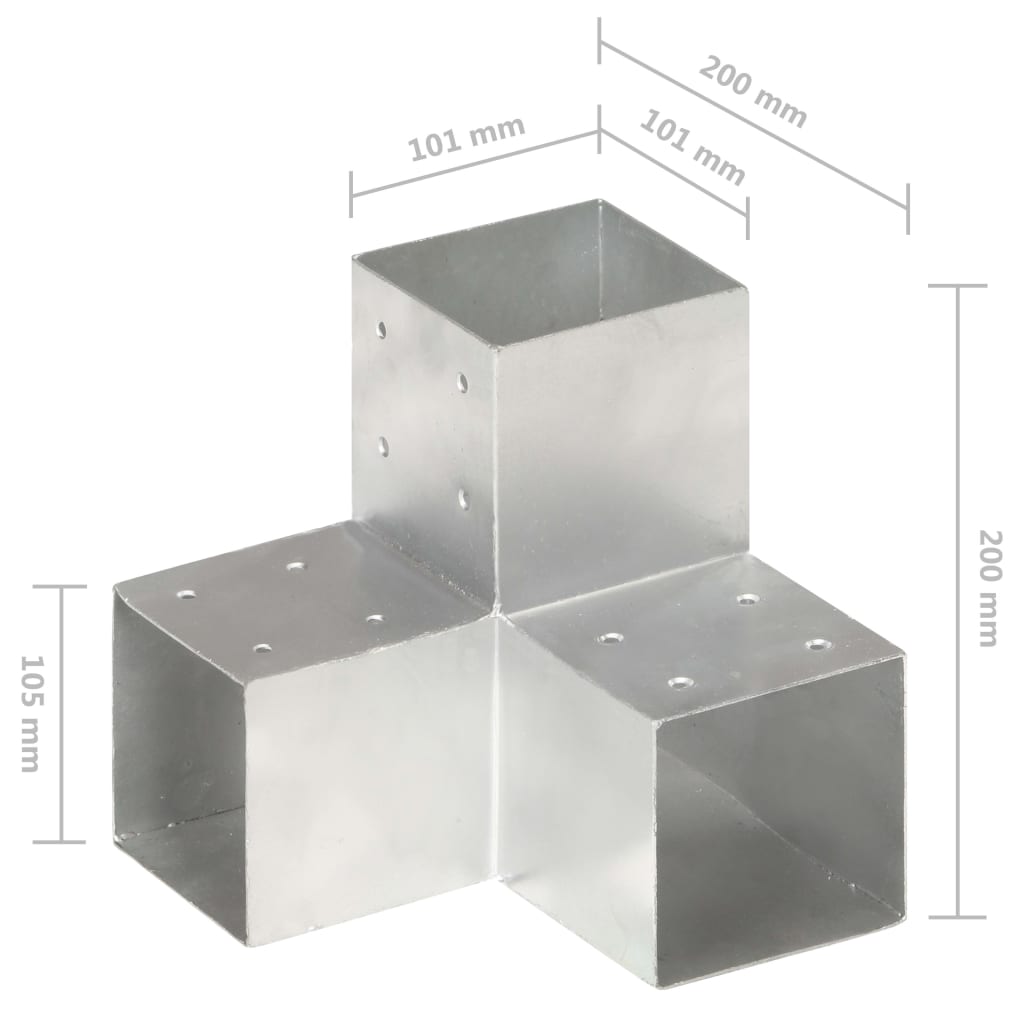 vidaXL Connecteurs de poteau 4pcs Forme en Y Métal galvanisé 101x101mm