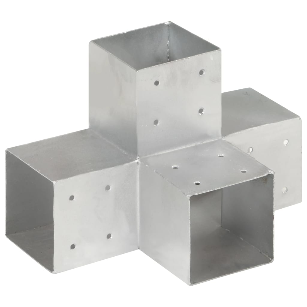 vidaXL Connecteurs de poteau 4pcs Forme en X Métal galvanisé 101x101mm