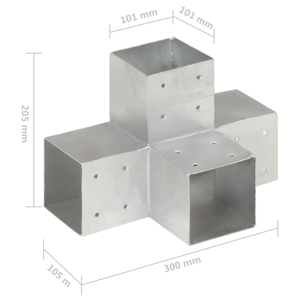 vidaXL Connecteurs de poteau 4pcs Forme en X Métal galvanisé 101x101mm
