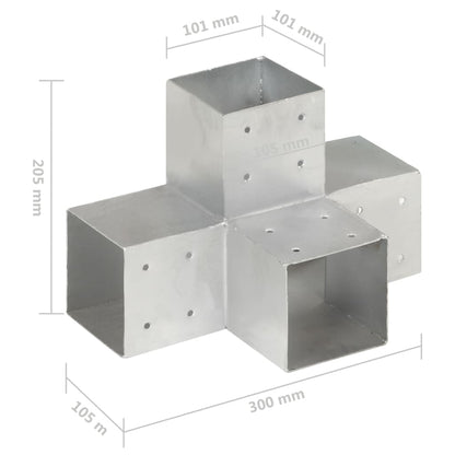vidaXL Connecteurs de poteau 4pcs Forme en X Métal galvanisé 101x101mm