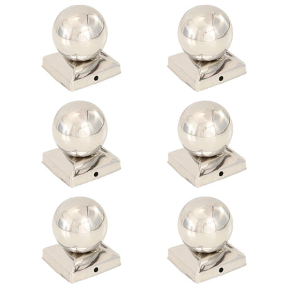 vidaXL Bouchons de poteau 6 pcs Globe final Acier inoxydable 91x91 mm