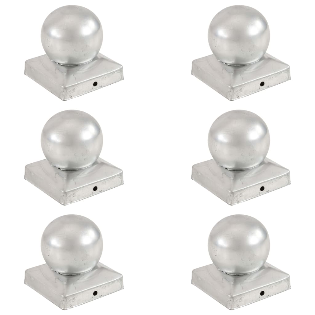 vidaXL Bouchons de poteau 6 pcs Globe final Métal galvanisé 91x91 mm