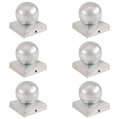 vidaXL Bouchons de poteau 6 pcs Globe final Métal galvanisé 91x91 mm