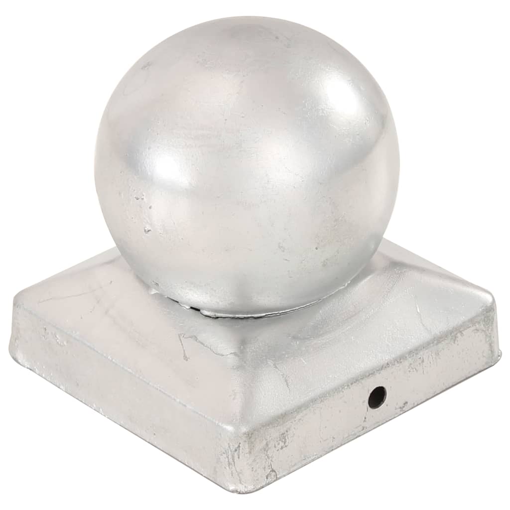 vidaXL Bouchons de poteau 6 pcs Globe final Métal galvanisé 91x91 mm