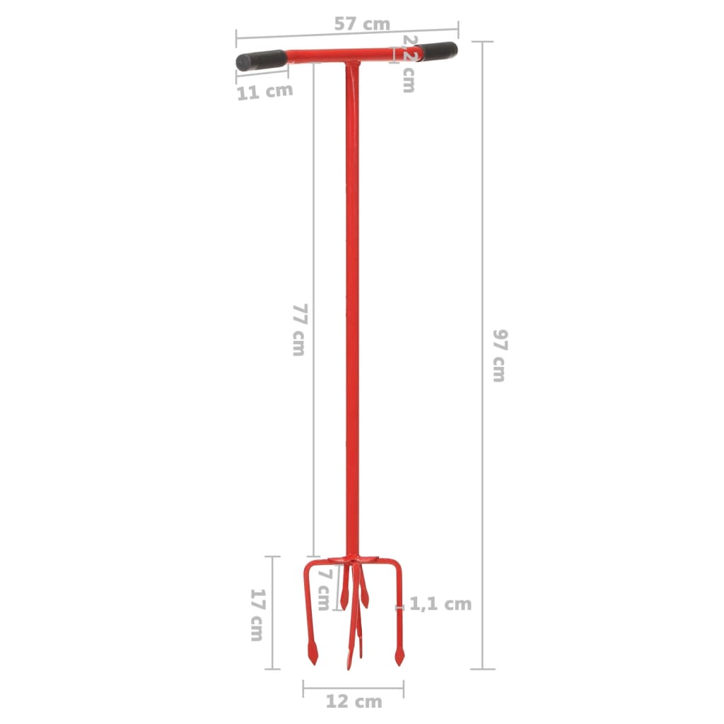 vidaXL Griffe de jardin Rouge Acier