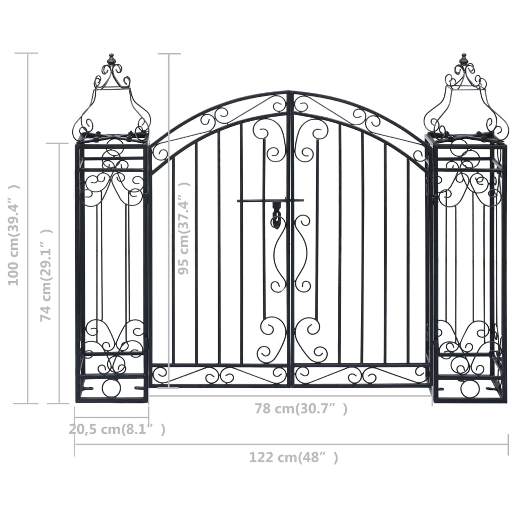 vidaXL Portillon ornemental de jardin Fer forgé 122x20,5x100 cm
