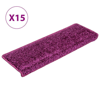 vidaXL Tapis d'escalier 15 pcs 65x21x4 cm Violet