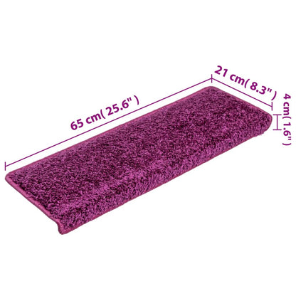 vidaXL Tapis d'escalier 15 pcs 65x21x4 cm Violet