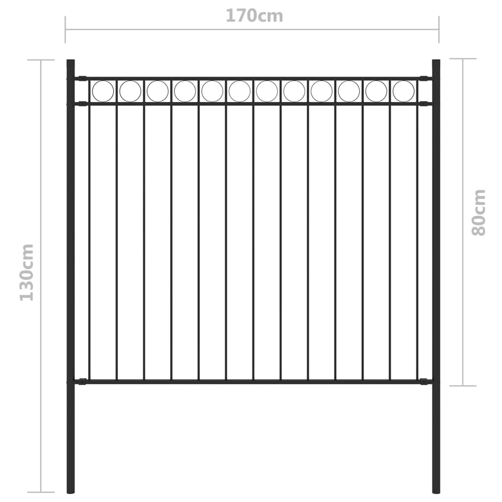 vidaXL Clôture de jardin Acier 1,7x0,8 m Noir