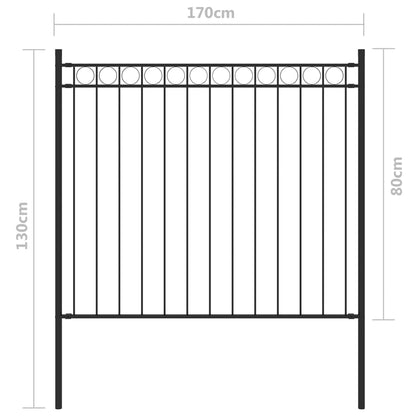 vidaXL Clôture de jardin Acier 1,7x0,8 m Noir