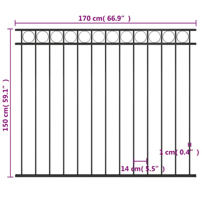 vidaXL Panneau de clôture Acier 1,7x1,5 m Noir