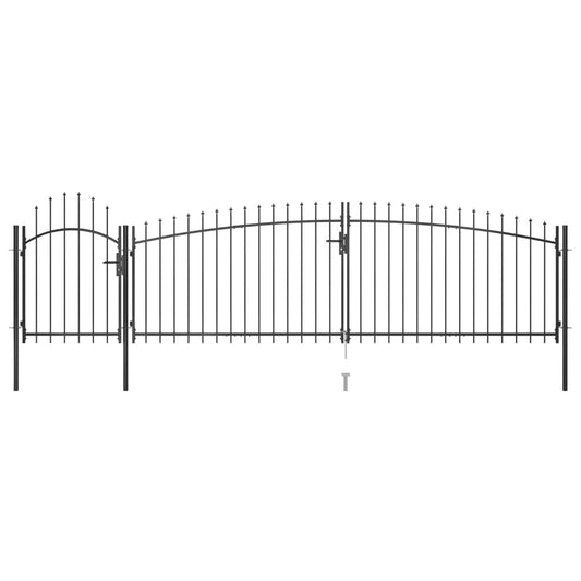 vidaXL Portail de clôture de jardin avec dessus en lance 5x1,75 m Noir