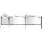 vidaXL Portail de clôture de jardin avec dessus en lance 5x1,75 m Noir