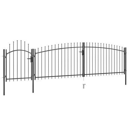 vidaXL Portail de clôture de jardin avec dessus en lance 5x1,75 m Noir