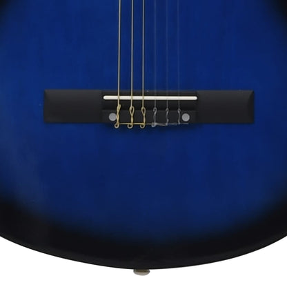 vidaXL Ensemble de guitare découpée classique 12 pcs 6 cordes Bleu 38"