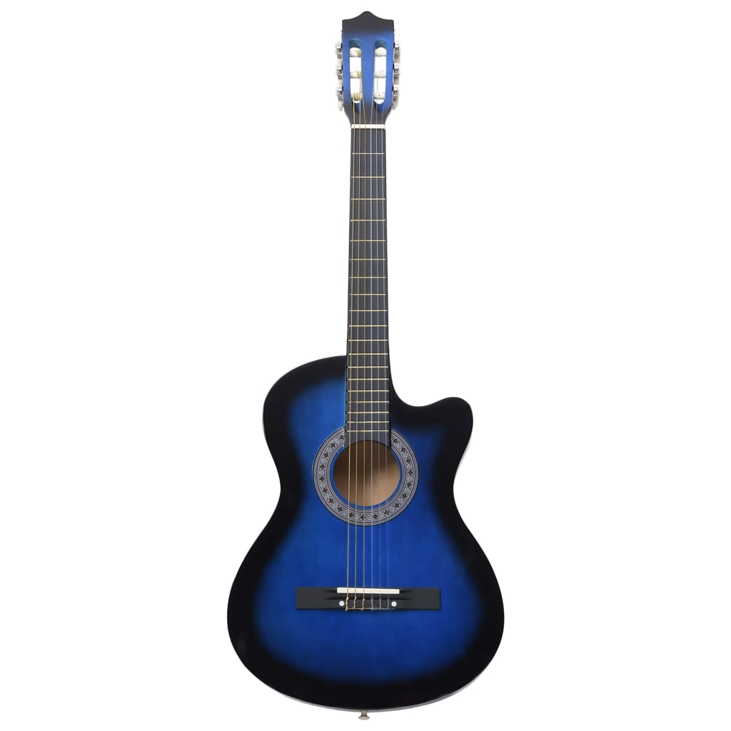 vidaXL Ensemble de guitare découpée classique 12 pcs 6 cordes Bleu 38"