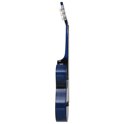 vidaXL Ensemble de guitare découpée classique 12 pcs 6 cordes Bleu 38"
