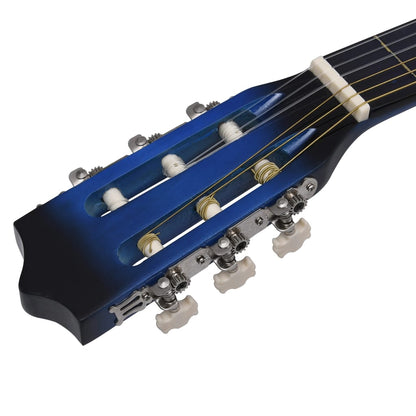 vidaXL Ensemble de guitare découpée classique 12 pcs 6 cordes Bleu 38"