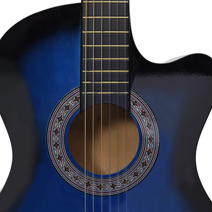 vidaXL Ensemble de guitare découpée classique 12 pcs 6 cordes Bleu 38"