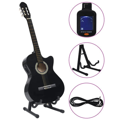vidaXL Jeu de guitare 12pcs occidental avec égaliseur et 6 cordes Noir