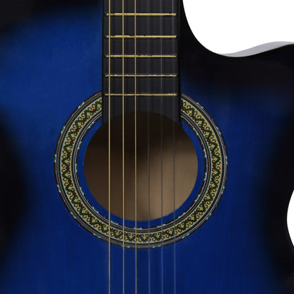 vidaXL Jeu de guitare 12pcs occidental avec égaliseur et 6 cordes Bleu
