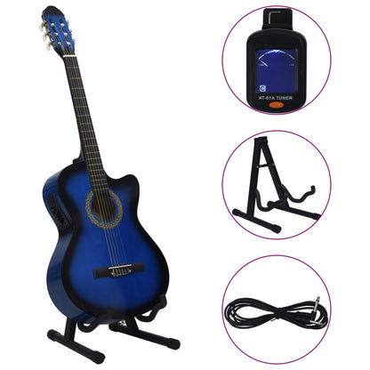vidaXL Jeu de guitare 12pcs occidental avec égaliseur et 6 cordes Bleu