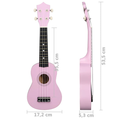 vidaXL Jeu de ukulélé soprano avec sac pour enfants Rose 21"