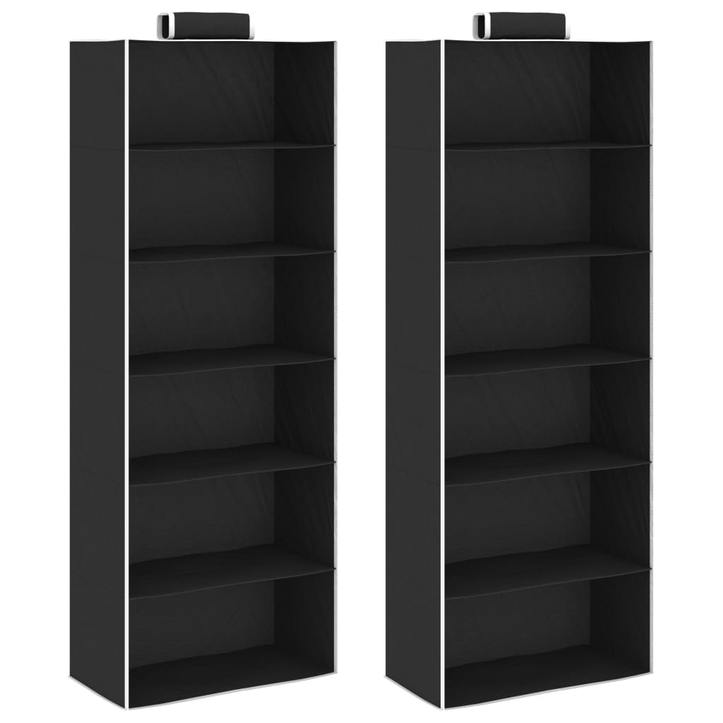 vidaXL Étagères suspendues de rangement 2 pcs 6 niveaux Tissu