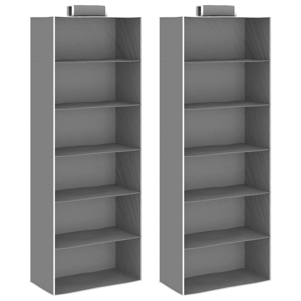 vidaXL Étagères suspendues de rangement 2 pcs 6 niveaux Tissu