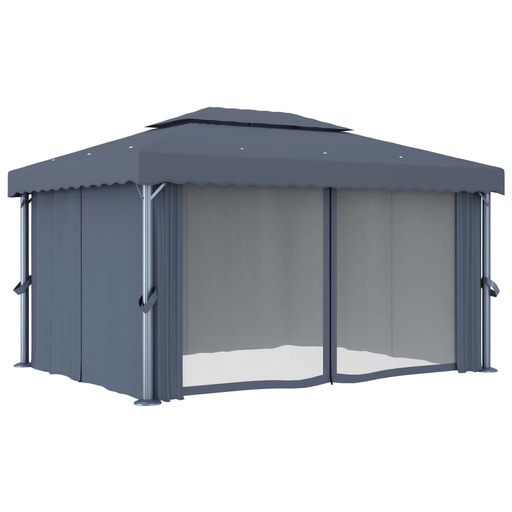 vidaXL Tonnelle avec rideau 4x3 m Anthracite Aluminium