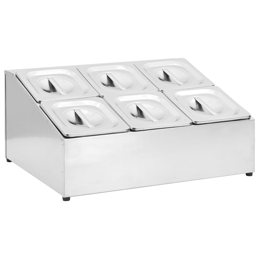 vidaXL Récipient Gastronorm avec 6 bacs GN 1/6 Acier inoxydable