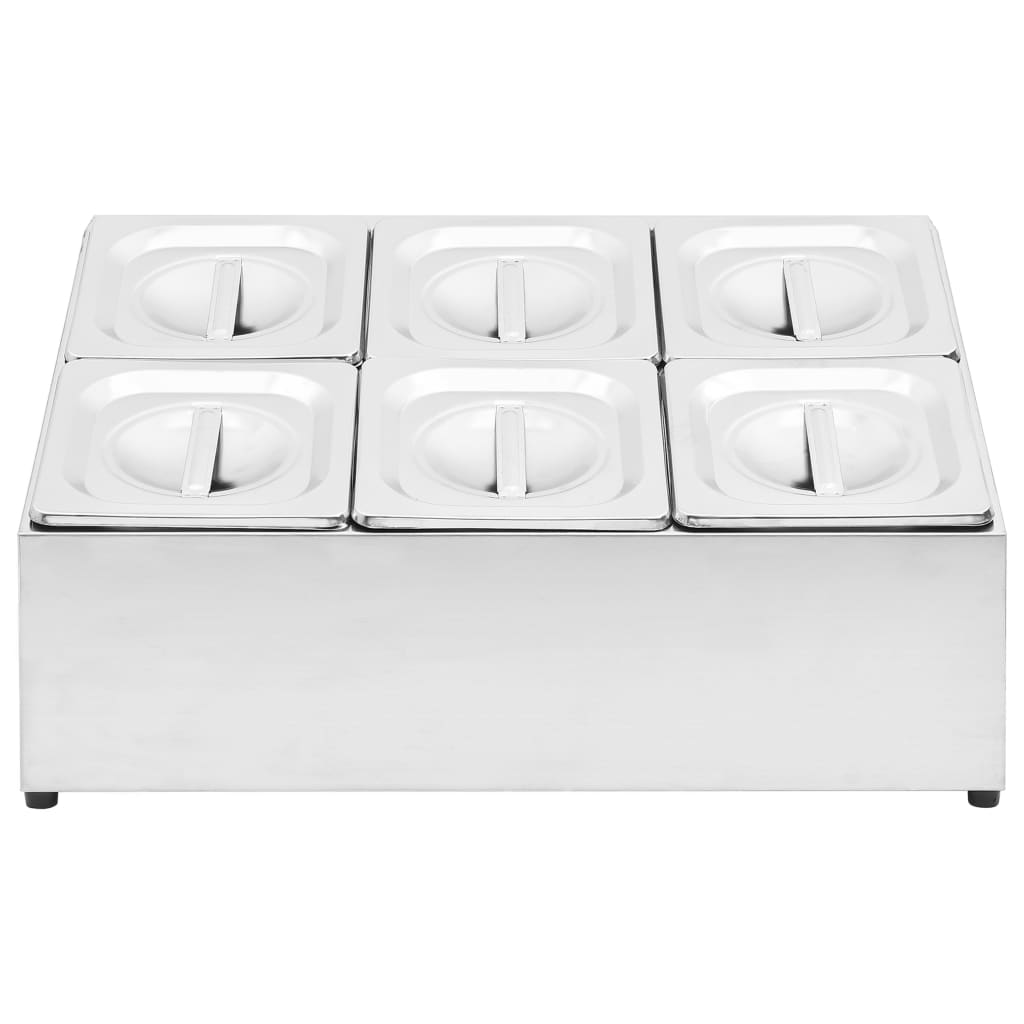vidaXL Récipient Gastronorm avec 6 bacs GN 1/6 Acier inoxydable