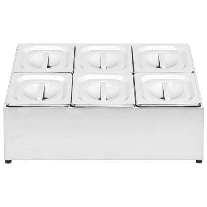 vidaXL Récipient Gastronorm avec 6 bacs GN 1/6 Acier inoxydable