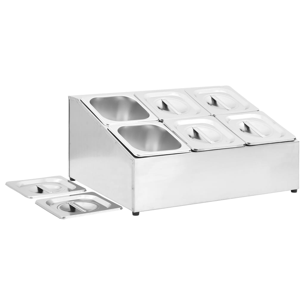 vidaXL Récipient Gastronorm avec 6 bacs GN 1/6 Acier inoxydable