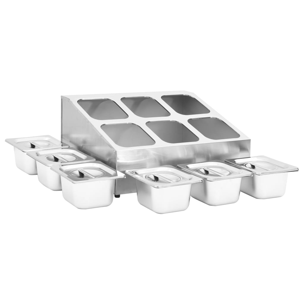 vidaXL Récipient Gastronorm avec 6 bacs GN 1/6 Acier inoxydable