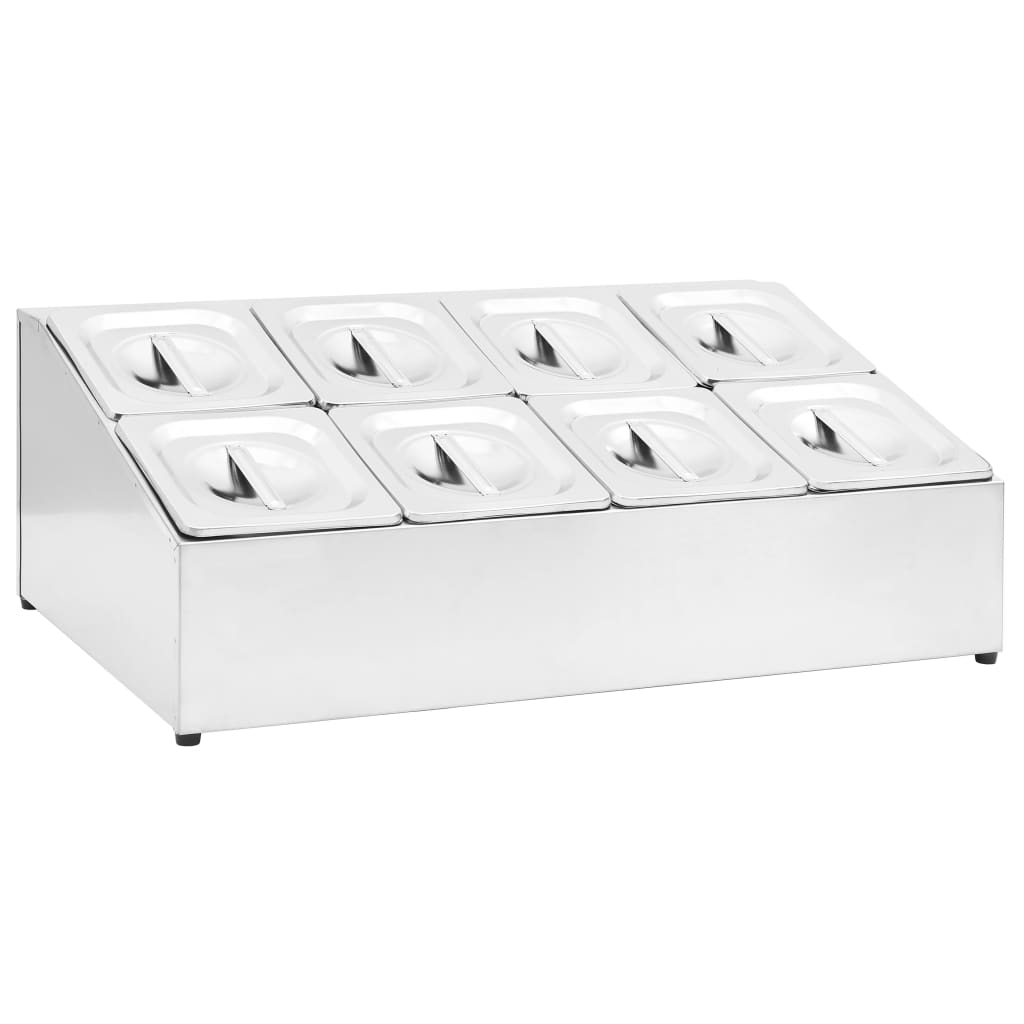 vidaXL Récipient Gastronorm avec 8 bacs GN 1/6 Acier inoxydable