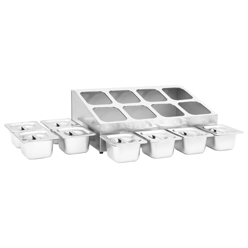 vidaXL Récipient Gastronorm avec 8 bacs GN 1/6 Acier inoxydable