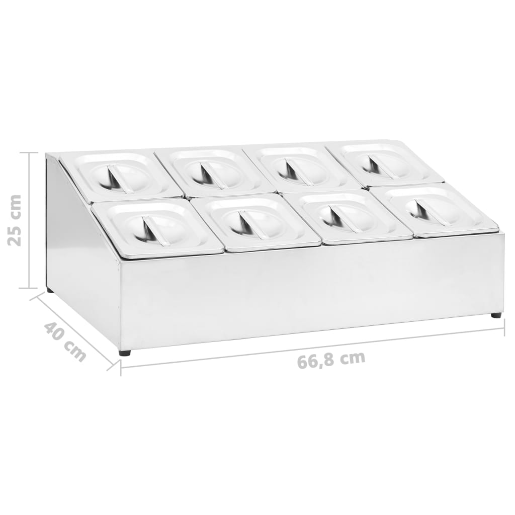 vidaXL Récipient Gastronorm avec 8 bacs GN 1/6 Acier inoxydable