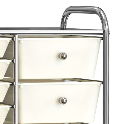 vidaXL Chariot de rangement mobile à 15 tiroirs XXL Blanc Plastique